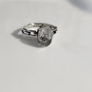Sterling Silver Herkirmer Diamon Adjustable Ring
